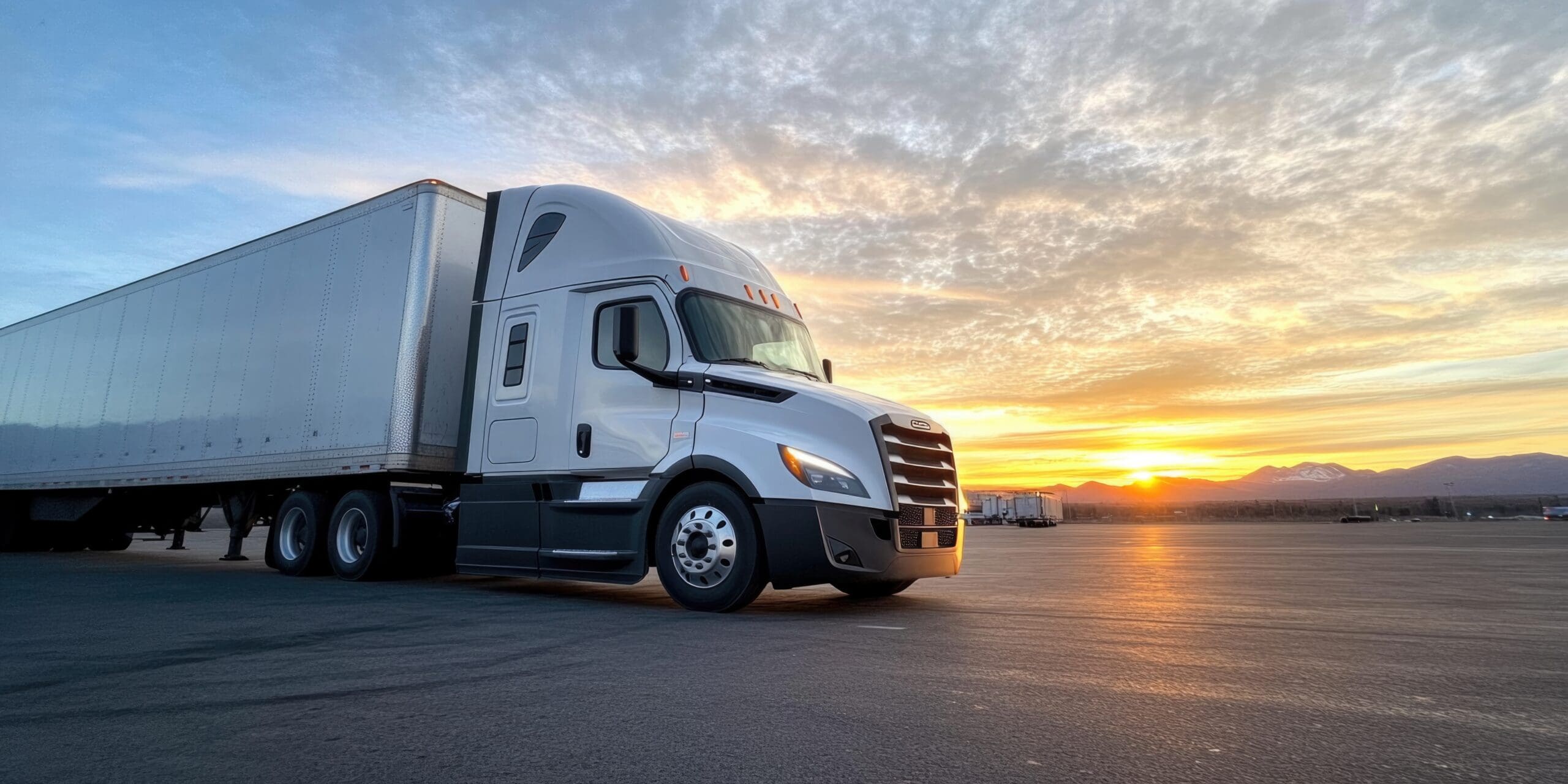 2027 Freightliner Cascadia at sunset